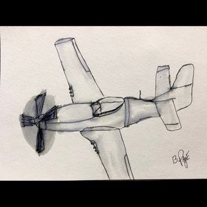 Artwork original airplane mixed media